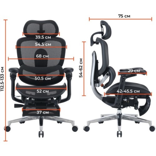 Офісне крісло Sihoo C500 V2, Black, з підставкою для ног (C500-V2-B101-JT)