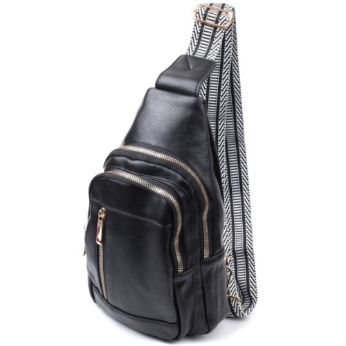 Сумка Vintage Слінг жіноча з екошкіри Чорна (22748)