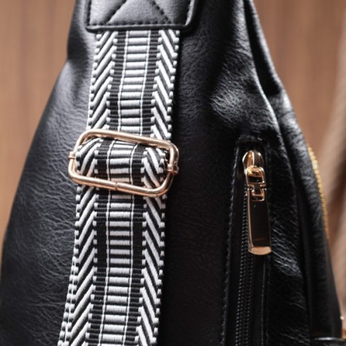 Сумка Vintage Слінг жіноча з екошкіри Чорна (22748)