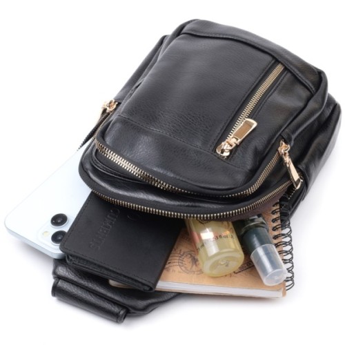 Сумка Vintage Слінг жіноча з екошкіри Чорна (22748)