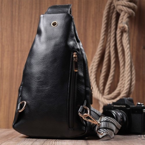 Сумка Vintage Слінг жіноча з екошкіри Чорна (22748)