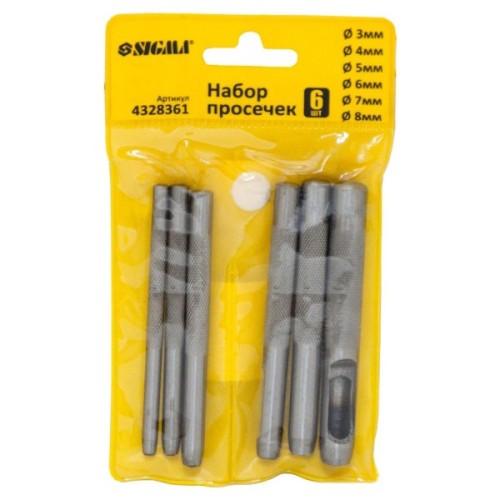 Пробійник Sigma 6шт 3-8мм (4328361)