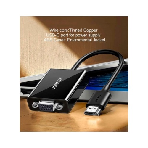 Перехідник HDMI M to VGA F 1920x1080 60Hz black Ugreen (UGR-90813)