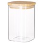 Ємність для сипучих продуктів Ardesto Midori 500мл, скло, бамбук, квадратна, прозорий (AR1348BBS)
