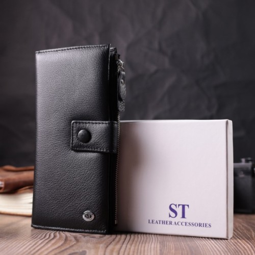 Гаманець ST Leather З натуральної шкіри Чорний (22537)