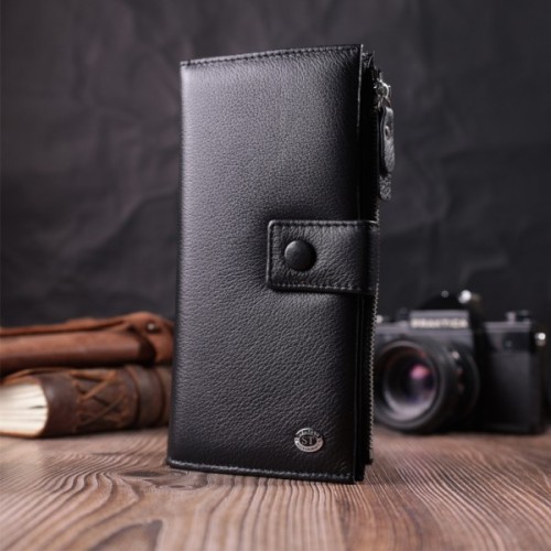 Гаманець ST Leather З натуральної шкіри Чорний (22537)