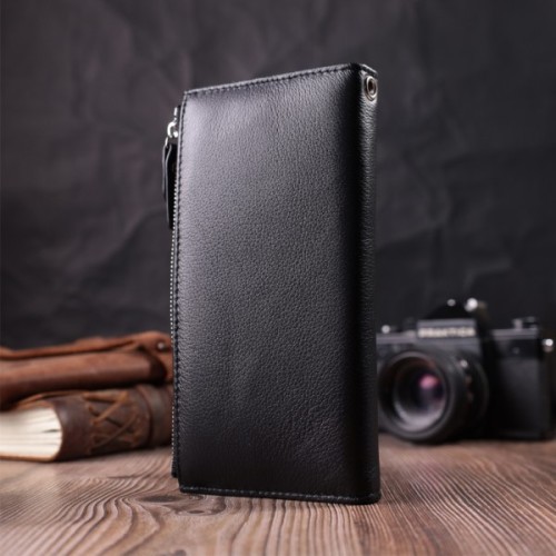 Гаманець ST Leather З натуральної шкіри Чорний (22537)