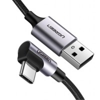 Дата кабель USB 2.0 AM to USB-C 1.0m US284 Angled Alum. Braid Black Ugreen (50941)