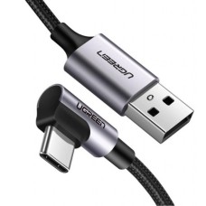 Дата кабель USB 2.0 AM to USB-C 1.0m US284 Angled Alum. Braid Black Ugreen (50941)