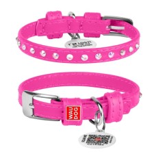 Нашийник для тварин WAUDOG Glamour з QR-паспортом з стразами XXS2 Ш 9 мм Д 19-25 см рожевий (32527)