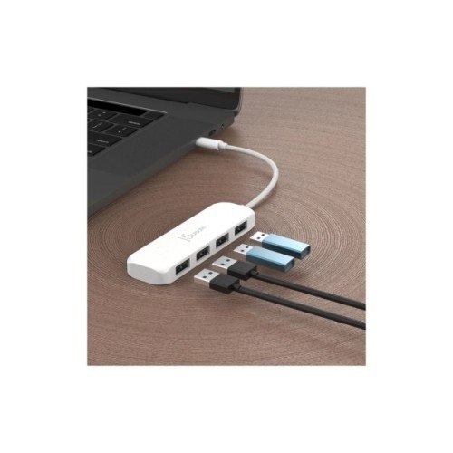 Концентратор J5create USB-C to 4xUSB-A 3.2 10Gbps white (JCH341EW-N)