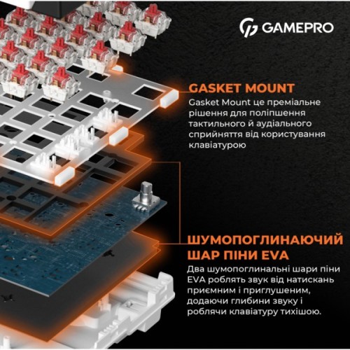 Клавіатура GamePro MK170W Hot-Swap Red Swich RGB USB UA White (MK170W)