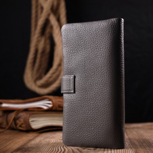 Портмоне Karya З натуральної шкіри Сіре (20999)