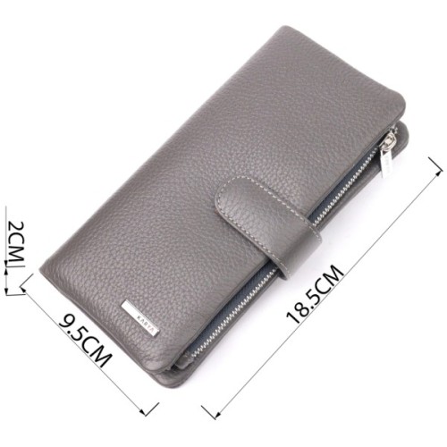 Портмоне Karya З натуральної шкіри Сіре (20999)