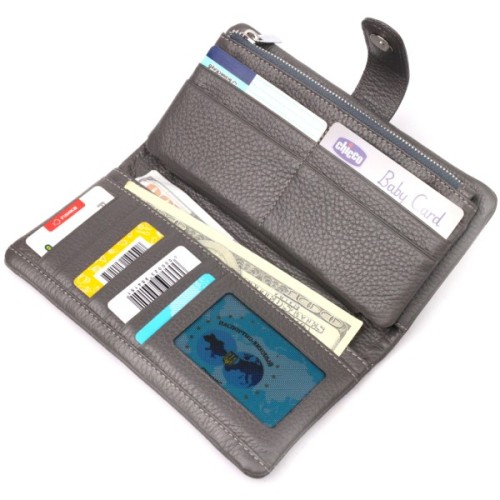 Портмоне Karya З натуральної шкіри Сіре (20999)