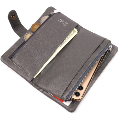 Портмоне Karya З натуральної шкіри Сіре (20999)