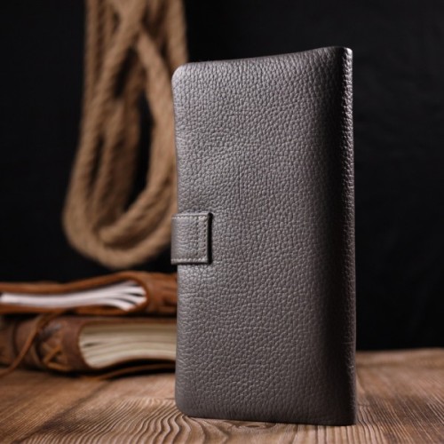 Портмоне Karya З натуральної шкіри Сіре (20999)