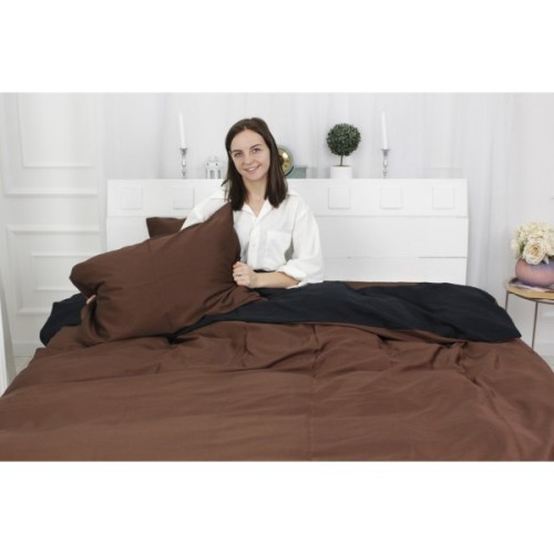 Постільна білизна MirSon King Size Сатин Premium 0211+0055 Dark Chocolate 220х240 (2200001169616)