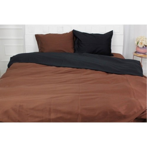 Постільна білизна MirSon King Size Сатин Premium 0211+0055 Dark Chocolate 220х240 (2200001169616)