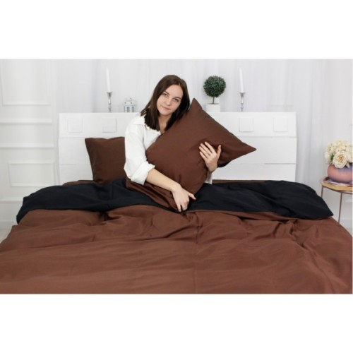 Постільна білизна MirSon King Size Сатин Premium 0211+0055 Dark Chocolate 220х240 (2200001169616)