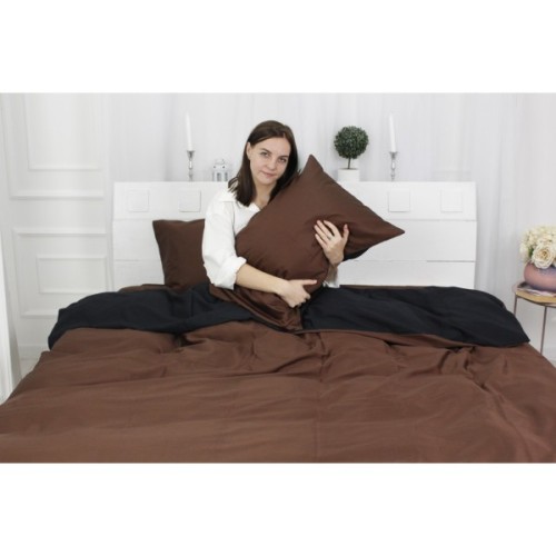 Постільна білизна MirSon King Size Сатин Premium 0211+0055 Dark Chocolate 220х240 (2200001169616)
