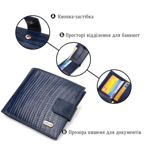 Гаманець Canpellini З натуральної шкіри Синій (21767)