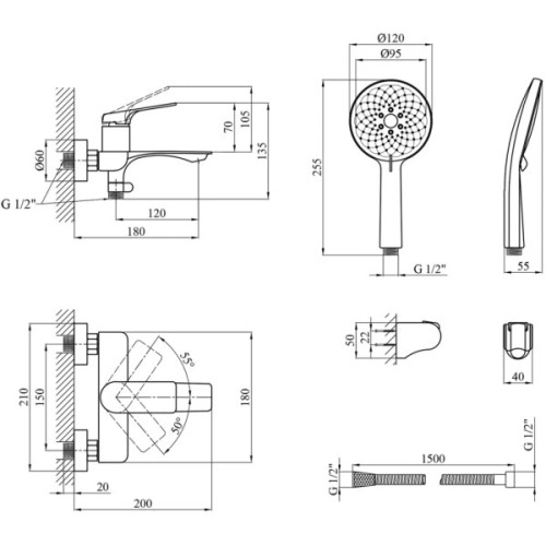 Змішувач Kroner Graz-GRP060 (CV031335)