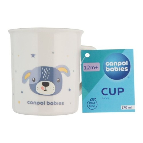 Набір дитячого посуду Canpol babies CUTE ANIMALS кружка пластикова, блакитна (4/413_blu2)