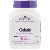 Амінокислота 21st Century Желатин, Gelatin, 600 мг, 100 капсул (CEN-22663)