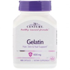 Амінокислота 21st Century Желатин, Gelatin, 600 мг, 100 капсул (CEN-22663)