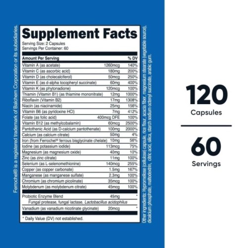 Вітамінно-мінеральний комплекс Nutricost Мультивітаміни з пробіотиками, Multivitamin, Probiotics + 22 Vitamins & M (NCS67942)