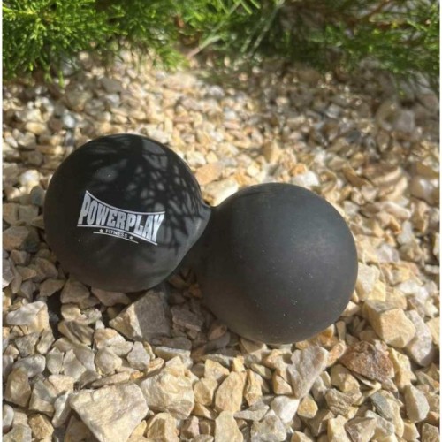 Масажний м'яч PowerPlay PP-4355 Silicone Lacrosse Peanut Ball (6.3х12.6см) Чорний (PP-4355_Black)