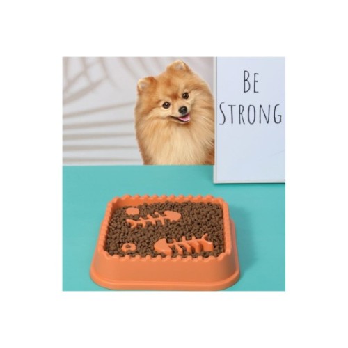 Посуд для котів WahoPet Миска для повільного годування з рибками 200 мл помаранчова (2700000023693)