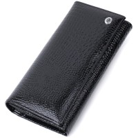 Гаманець ST Leather З натуральної лакованої шкіри Чорний (22679)