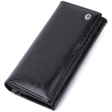 Гаманець ST Leather З натуральної лакованої шкіри Чорний (22679)