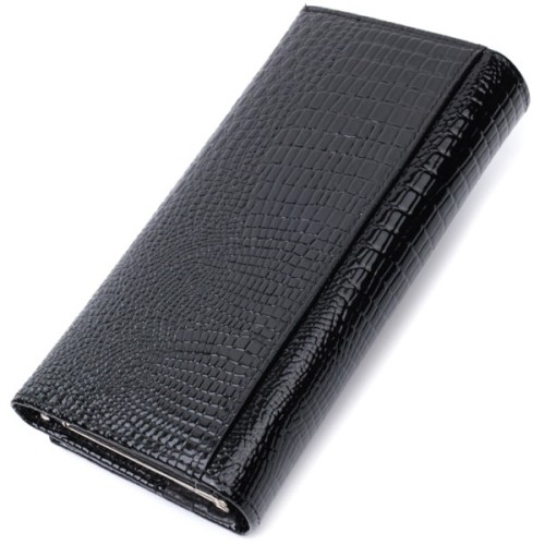 Гаманець ST Leather З натуральної лакованої шкіри Чорний (22679)