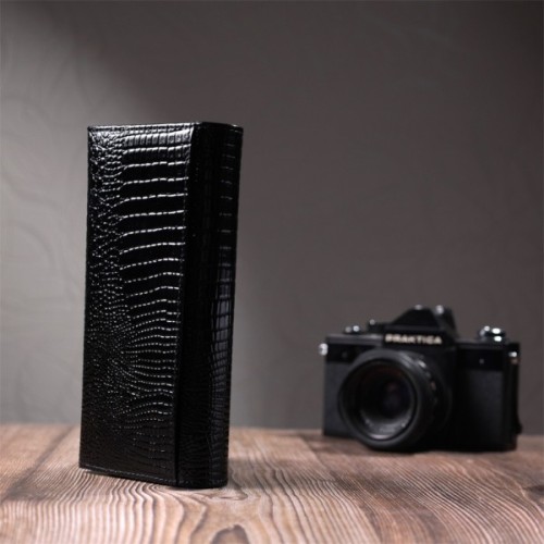 Гаманець ST Leather З натуральної лакованої шкіри Чорний (22679)