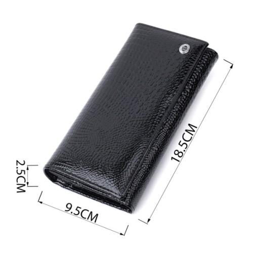 Гаманець ST Leather З натуральної лакованої шкіри Чорний (22679)