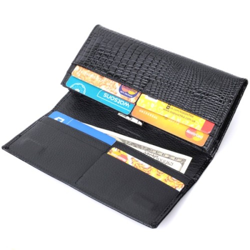 Гаманець ST Leather З натуральної лакованої шкіри Чорний (22679)