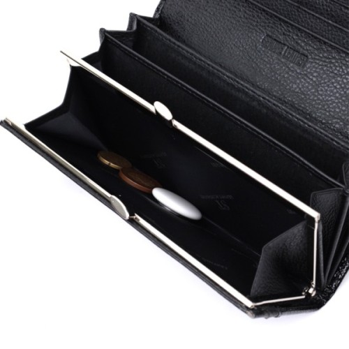 Гаманець ST Leather З натуральної лакованої шкіри Чорний (22679)