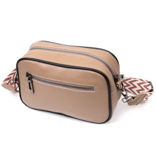 Сумка Vintage Шкіряна жіноча через плече на одне відділення Бежева (22386)