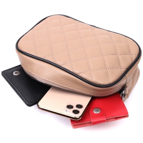 Сумка Vintage Шкіряна жіноча через плече на одне відділення Бежева (22386)