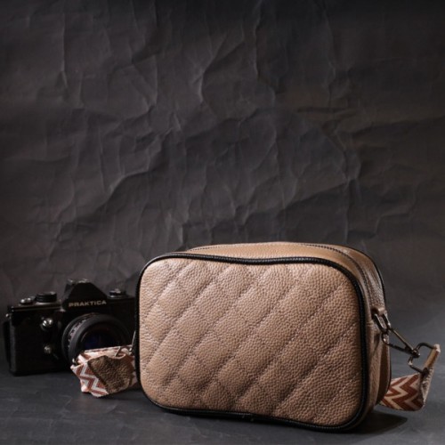 Сумка Vintage Шкіряна жіноча через плече на одне відділення Бежева (22386)