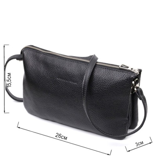 Сумка Grande Pelle З натуральної зернистої шкіри Чорна (11697)