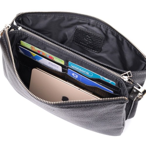 Сумка Grande Pelle З натуральної зернистої шкіри Чорна (11697)