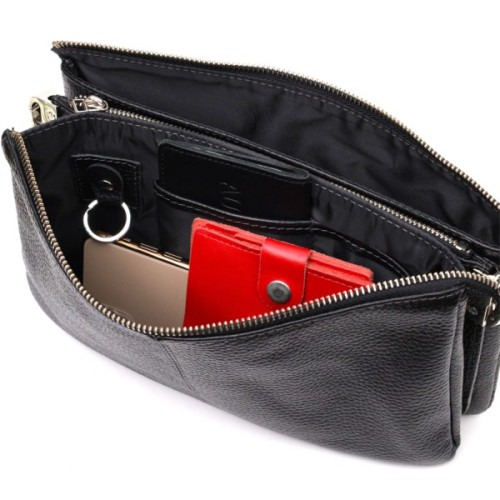 Сумка Grande Pelle З натуральної зернистої шкіри Чорна (11697)