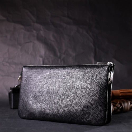 Сумка Grande Pelle З натуральної зернистої шкіри Чорна (11697)