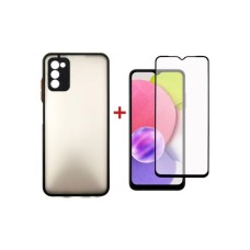 Чохол до мобільного телефона Dengos Kit for Samsung Galaxy A03s case + glass (Black) (DG-KM-24)
