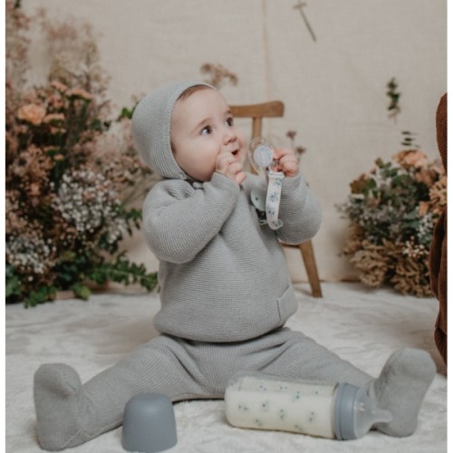 Пляшечка для годування Suavinex Poetry, 270 мл, фізіологічна соска середній потік, м'ятна (308970)