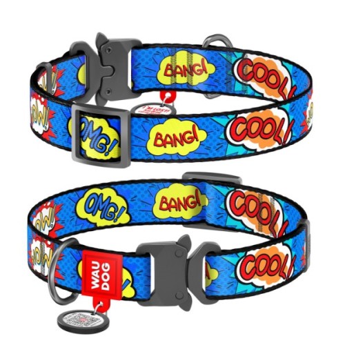 Нашийник для тварин WAUDOG Nylon "ВАУ" металічна пряжка-фастекс XL (5113)